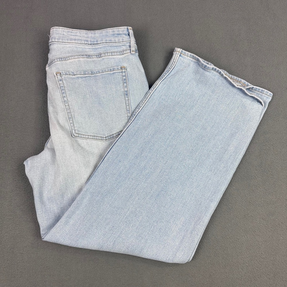 Old Navy Wow Wide Leg Jeans Womens 12 Petite Light Wash High Rise Stretch Denim